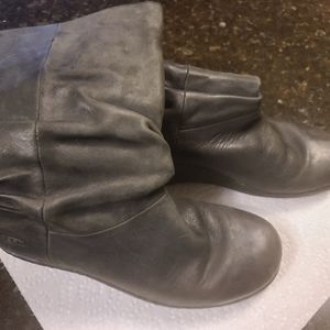 Women's Black Leather Keen Akita Wedge Boots 7.5